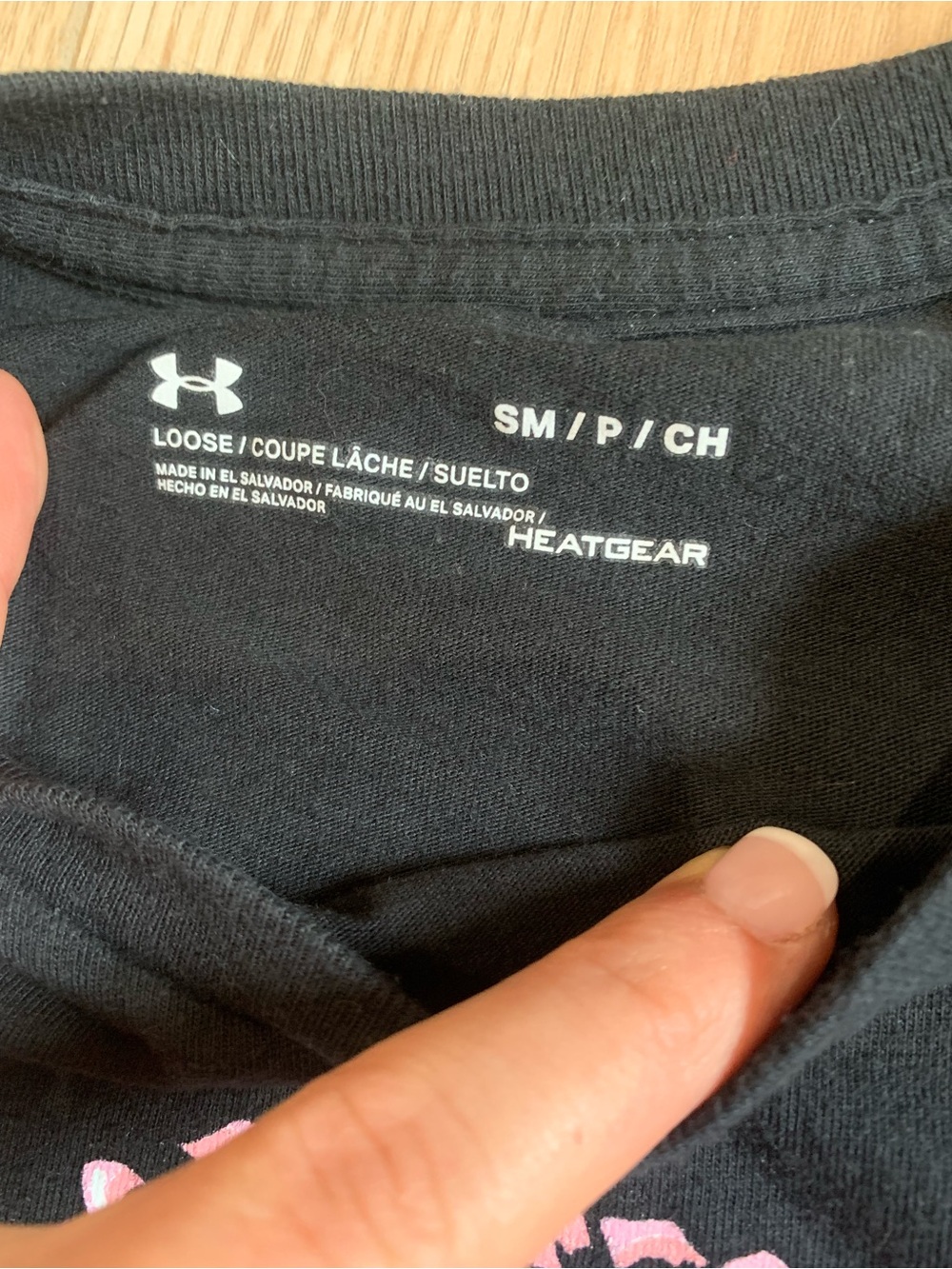 Under Armour Black Tee with Pink Floral Logo - Picture 3 of 4